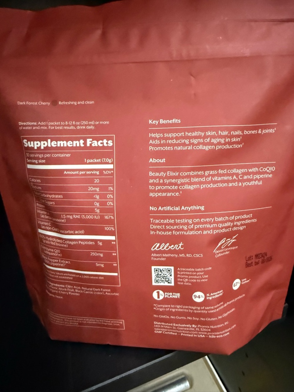 PROMIX Collagen Beauty Elixir - Dark Forest Cherry 30 count - Picture 2 of 2